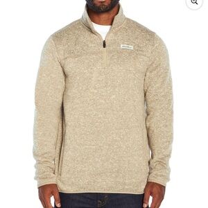 Eddie Bauer Men's 1/4 Zip Mock Neck Classic Fit Pullover Heather Oatmeal Large